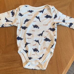 Old Navy Cream & Navy Dinosaur Print Long-Sleeve Baby Onesie